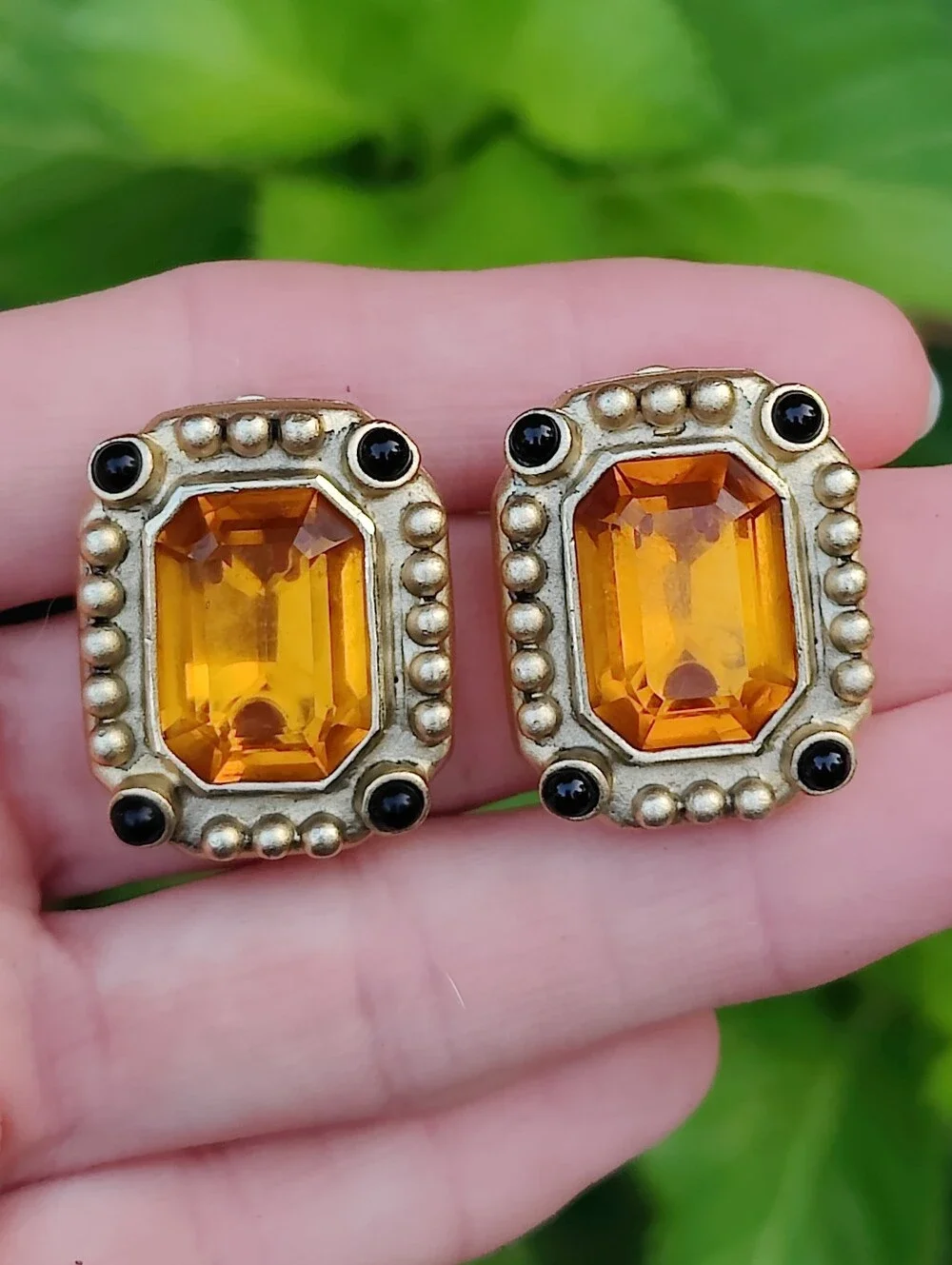 💛 Vintage Citrine Crystal Earrings